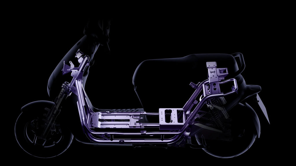 Vue éclatée du châssis et de la structure interne du scooter électrique Segway E150 S