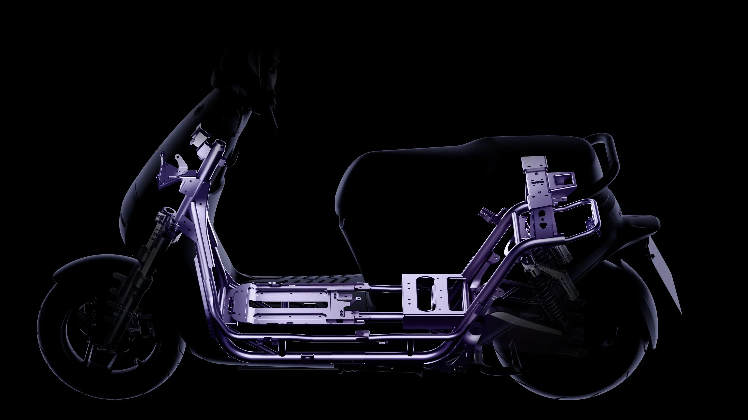 Vue éclatée du châssis et de la structure interne du scooter électrique Segway E150 S