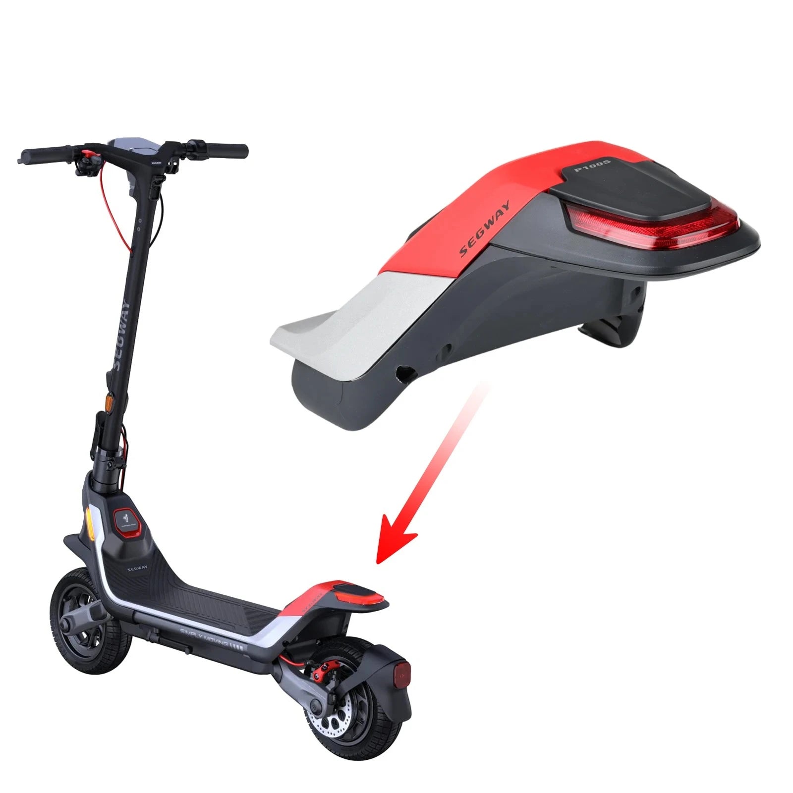 Pédale d'aile arrière d'origine Segway P65 — Ninebot KickScooter P — vue 4 | Segway France