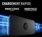 Charge rapide Segway Ninebot : 3,5 h sur F3 et 2,5 h sur MAX G3 en double entrée