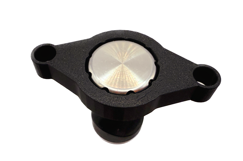 Poignée pour molette de réglage de hauteur de gyropode Segway, détail du bouton métallique