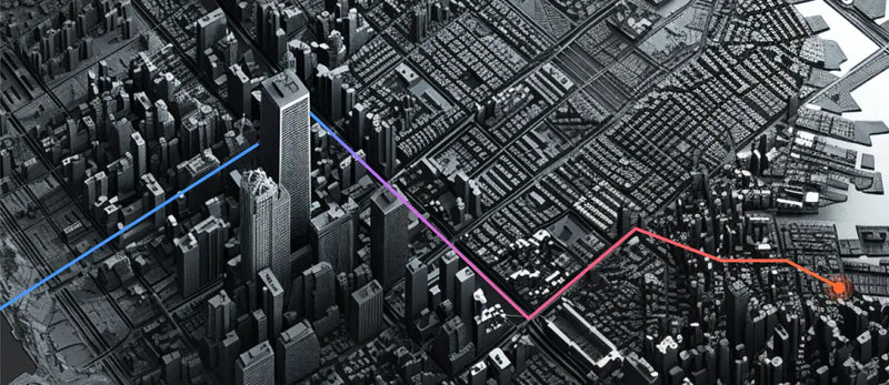 Itinéraire de navigation urbaine pour la trottinette Segway Ninebot E3 E sur carte