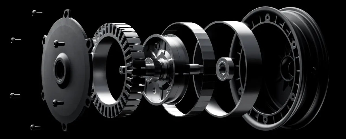 Vue éclatée du moteur de la trottinette électrique Segway Ninebot F2 E II