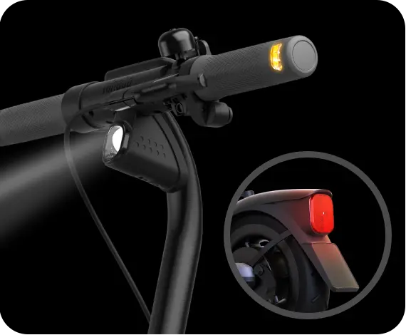 Éclairage avant et feu arrière de la trottinette Segway Ninebot E2 Plus E II
