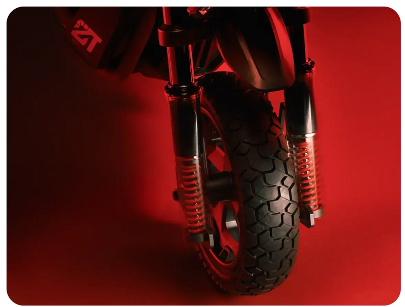 Roue avant et double suspension de la trottinette tout-terrain Segway ZT3 Pro E
