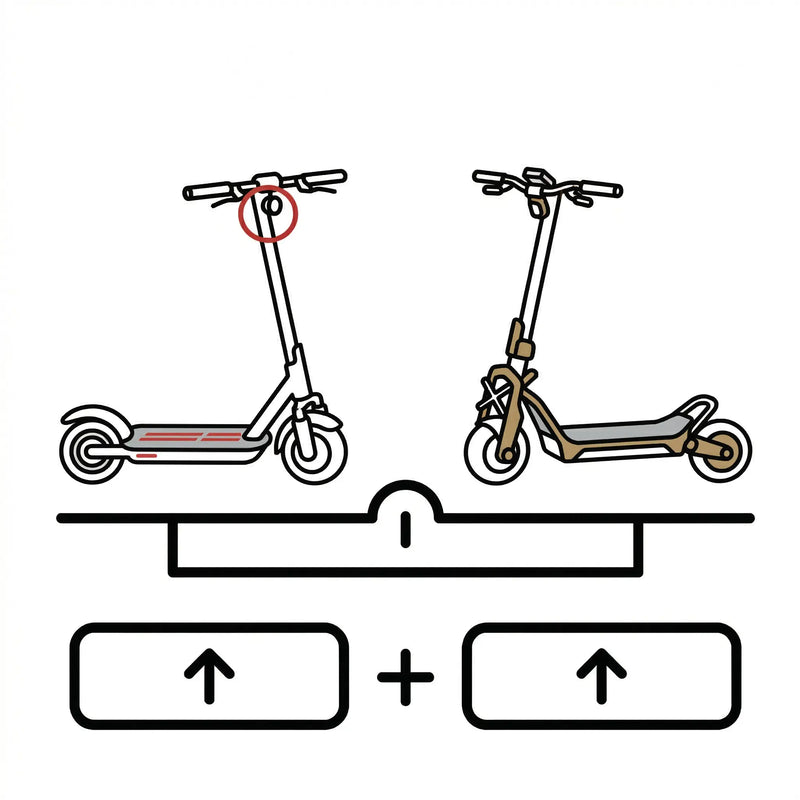 Comparatif de plusieurs modèles de trottinettes électriques côte à côte.