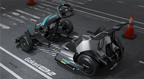 Kart électrique Segway Ninebot GoKart PRO 2 avec cônes de circuit, vue trois-quarts arrière