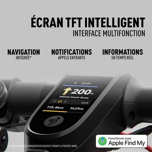 Écran TFT intelligent multifonction de la trottinette Segway Ninebot F3 E avec Apple Find My