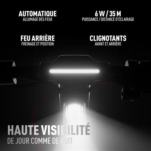 Éclairage haute visibilité de la trottinette Segway Ninebot F3 E : feux automatiques 6 W, clignotants et feu stop