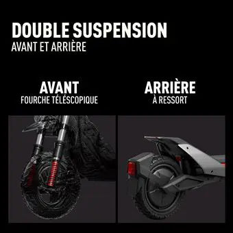 Système de suspension complet Ninebot ZT3 Pro E pour absorption des chocs.