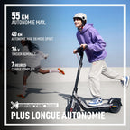 Autonomie jusqu'à 55 km et recharge complète en 7 h de la trottinette Segway Ninebot E3 Pro E