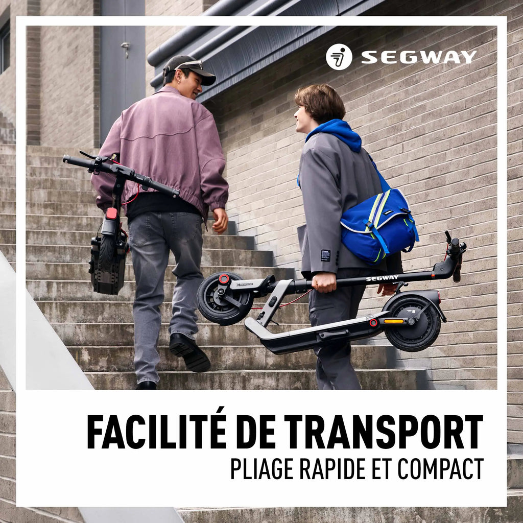 Trottinette électrique Segway Ninebot E3 E pliée pour un transport rapide et compact