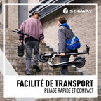 Trottinette électrique Segway Ninebot E3 E pliée pour un transport rapide et compact