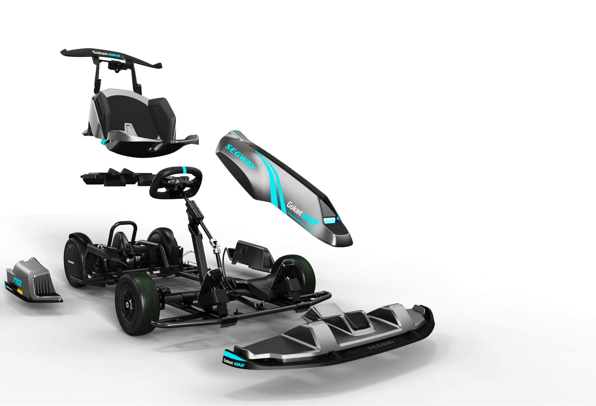 Composants du kit kart électrique Segway Ninebot GoKart PRO 2 en vue éclatée