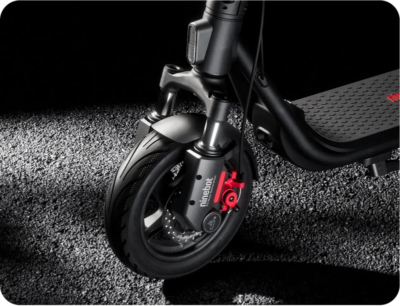 Roue avant et frein à disque de la trottinette Segway Ninebot F2 E II