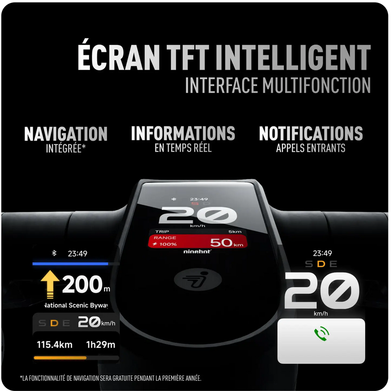 Écran TFT intelligent multifonction de la trottinette Ninebot MAX G3 E